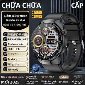 Đồng Hồ Thông Minh Mới 2025 Dành Cho Nam Theo Dõi Sức Khỏe ECG+PPG Nhịp Tim Huyết Áp Axit Uric Mỡ Máu Hệ Điều Hành Android Wear