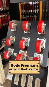 Roda Troli 25 3 Inch Mati Hidup Rem Nylon Merah Kastor Etalase Lemari Vincitory 2317 2320 2323