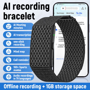 LIGE | No Screen Smart Bracelet AI Meeting Recording Transcription Heart Rate Health Call Reminder Smart Watch Voice Recorder Wristband