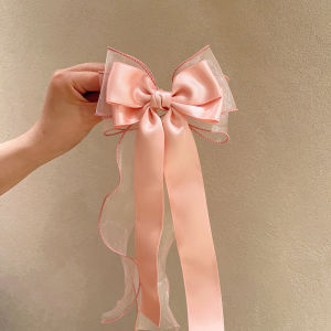 Kids Super Fairy Big Bow Hair Accessory Little Girl Elegant Ponytail Ribbon Hairpin Back Head Hairpin Girls Headdress