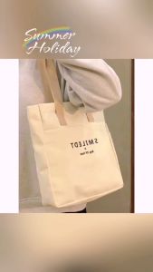 กระเป๋าผ้าใบสำหรับนักศึกษาวิทยาลัยกระเป๋าสะพายไหล่ลำลองกระเป๋าโท้ทความจุขนาดใหญ่