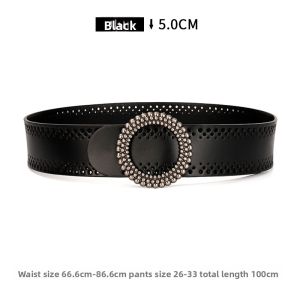 BILLI ZILLY | Leather Belt for Women Decorative Wide Black