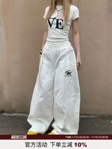 กางเกงขายาวทรงตรงลำลองสำหรับผู้หญิงในฤดูใบไม้ผลิและฤดูร้อน กางเกงขายาวทรงตรงสำหรับใส่ทำงานแบบลำลองที่สวมใส่สบายและดูดีในทุกวัน