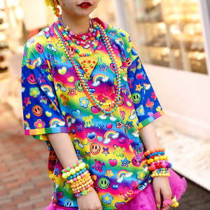 Rainbow Colorful Candy Series Limited Edition T-shirt All-over Print Oversized Top Girls Y2K Daily Street Style for Kids/Adults