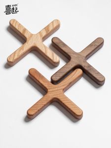 ที่วางช้อนชาและถ้วยกาแฟแบบไม้แท้ สไตล์จีน ป้องกันความร้อนและป้องกันการเผาไหม้ สี่เหลี่ยม ที่วางช้อนชาแบบแฮนด์เมด