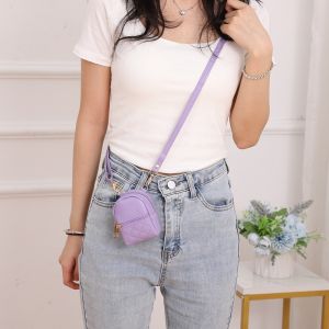 FINGERTIP ART Mini Coin Purse Portable PU Leather Crossbody bag Solid Color Cash Wallet Women