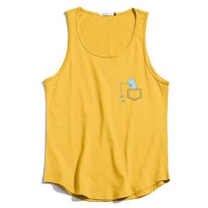 American Style Pure Cotton Solid Color Mens Vest Summer Muscle Base Layer Sweatshirt Loose Sports Fitness Sleeveless T-shirt