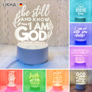 LIKHA 3D Night LED Light Lamp Base 7 Colors Acrylic Light with USB Cable Christmas Light for Restaurant Room Shop Christmas Lights