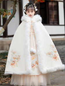 Thickened Winter Hanfu Childrens Traditional Costume Girls New Year Visit Clothes Tang Suit New 2025 Style Childrens Clothing