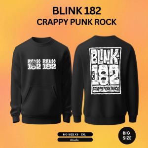 Sweater Pocket Hitam Blink 182 Crappy Punk Rock Ukuran Besar XS-5XL Bahan Fleece Katun