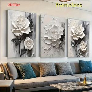3 pieces of black and floral art canvas paintings bedroom office living room coffee shop bar wall decoration 2D flat print