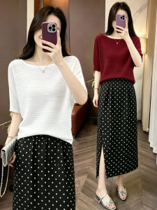 Icy Silk Lightweight Off-Shoulder Batwing Knit Top