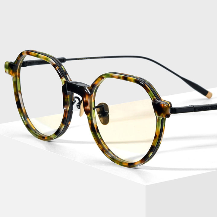 FONEX Acetate Titan Gọng kính phụ nữ thiết kế thương hiệu Tròn Kiểu ...