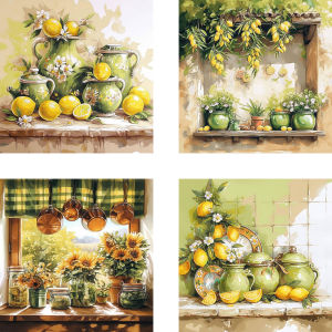 4 Bộ Dụng Cụ Vẽ Theo Số HUACAN Hoa Hướng Dương Trái Cây Vẽ Trên Vải Lemon Quà Tặng Độc Đáo Cho Trẻ Em Trang Trí Phòng Phong Cách Hiện Đại Bộ Sơn Acrylic