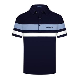 WILLIAMPOLO | Antibacterial Cotton Polo Shirt Short Sleeve Striped T-shirt