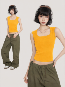 BAIDAIFEI | Wide Strap Sleeveless Tank Top