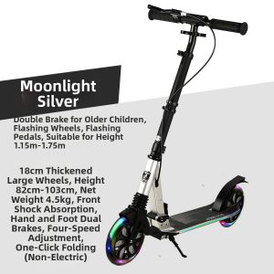 KFWIND | Foldable Light Flashing 2-Wheel Aluminum Scooter for 6-12 Years