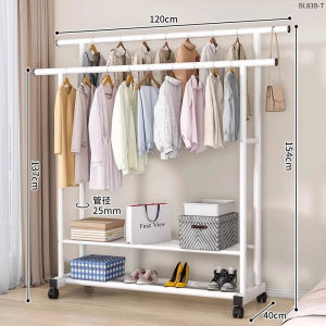 Simple Portable Wardrobe Stand Iron Clothes Drying Rack Multi-Functional Balcony Storage Organizer for Home Use