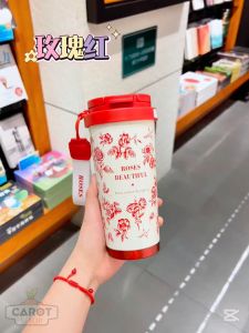 Ly Giữ Nhiệt 520ML Thép Không Rỉ Tráng Ceramic Cao Cấp Hoa Văn Phong Cách Độ Đáo – Có Đồ Lọc Trà