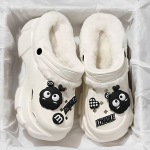 New 2025 Cotton Slippers for Women Thick Bottom Anti-Slip Indoor Home Use Winter Warmable Outdoor Wearable Student Style