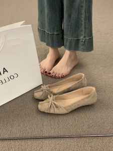 SENYUMI | Leather French Style Bow Ballet Flats Soft Bottom Shoes