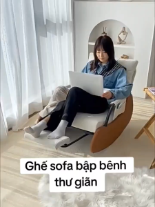 Ghế bập bênh thư giãn đọc sách bọc vải nhung có gác chân ghế poang thư giãn OMEGA SMART M210