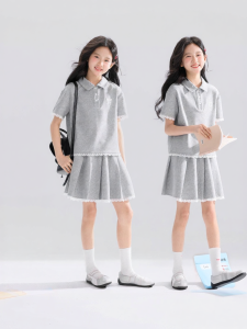 zosee | Two-Piece Summer Polo Shirt and Skirt Set For Big Girls