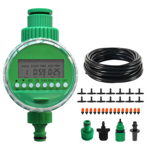 ตัวจับเวลาการรดน้ำอัตโนมัติในสวนของ Faucet Timer พร้อมท่อน้ำขนาด 30 ม. และหัวฉีดน้ำอิเล็กทรอนิกส์สำหรับสวนกลางแจ้ง