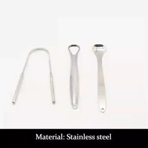 HIONE Stainless Steel Tongue Scraper Reusable Tongue Brush Cleaning Scraper Oral Care Keep Fresh Breath Improve Oral Hygiene Tongue Cleaner Tools
