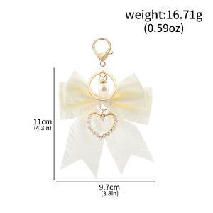 Imitation Pearl Bow Ribbon Keyring Keychain Large Bow Design Bag Pendant Sweet Fashion Jewelry Accessory For Women