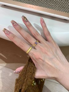 Luxurious Purple Diamond Embedded Magnolia Flower Ring for Women New 2024 Fashionable Jewelry Ring Copper Material