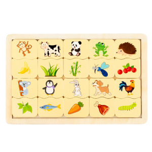 Wooden Matching Puzzle Number Animal Cognitive Match Game Montessori Toy Memory Training Jigsaw for Children Early Education