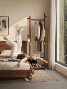 ZHUSHANXIA | Moveable Wooden Garment Rack