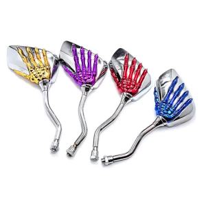 Universal Motorcycle 8mm 10mm Side Mirror Skull Hand RearView Mirrors Scooter For Harley Honda Suzuki Kawasaki