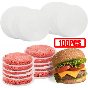 100Pcs Disposable Hamburger Patty Separation Pad 11cm Round Square Hamburger Food Pad Paper Non-Stick Oil Paper Baking Paper