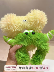 กำไลผมขนนุ่มสัตว์ประหลาดการ์ตูนสีชมพูและเขียวเหลืองสำหรับตกแต่งบ้าน กำไลผมขนยาวสุดเก๋สำหรับเด็ก กำไลผมสไตล์เกาหลี