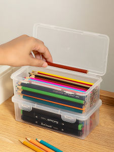 OWDTVEN Scandinavian Style Desktop Large Capacity Pencil Storage Box for Students Organizer for Pens Crayons and Markers