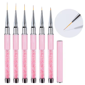 Nail Art Liner Brush Set - 6PCS Ultra Fine Detailing Brushes for Striping Painting 3D Gel Flowers & Nail Design
