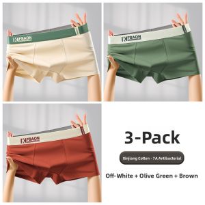 JIAZINI | Mens Antibacterial Cotton Underwear Boxer Shorts Mid Waist Simple Style Sports Briefs Flat Angle Pants Cotton Fabric Shorts