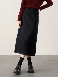 HIPPIE MISS | Hippie Style Black Mid Length Skirt High Waist Slimming