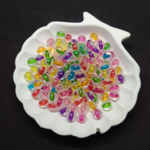 50 Pcs Manik Manik Bulat Kristal Transparan Manik Akrilik Spacer Warna Warni Bening