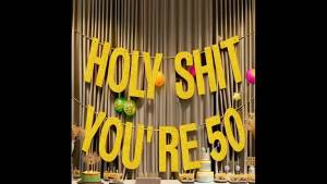YOMDID 50th Birthday Glitter Paper Banner Bunting Happy 50 Year Old Birthday Party Elegant Decoration Adults Hanging Garland