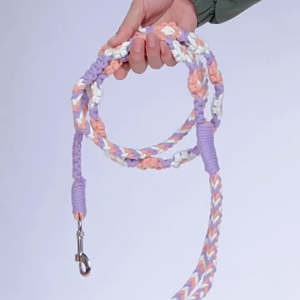 Pet Knitted Nylon Leash with harness and 2 Way Double Coupler Leash without harness