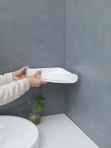 Bathroom Storage Rack Corner Shelf Shampoo Soap Holder Triangle Rack Organizer with Towel Rack and Hooks
