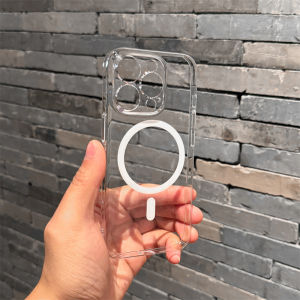 Ultra-Thin Magnetic Absorption Transparent Protective Case for Apple 17Pro iPhone 15Pro Max 14Pro 13PM 12 New 16Magsafe Air Sensation plus Anti-Fall