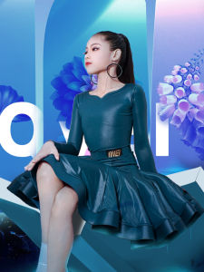 Elite Latin Dance Competition Costume for Girls Faux Leather Standard Performance Uniform Professional Childrens Outfit