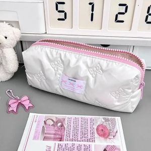 1pcs Creative Pink Bow Pencil Case Large Capacity Storage Pencil Bags Multi-Functional Stationery Organizer Bag