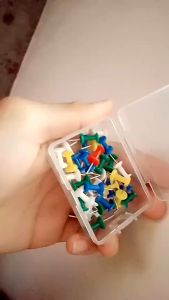 push pin 100pcs reusable plastic thumb tacks I-Shape box colorful decorative office school supplies