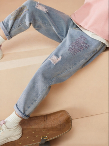 Ask Junior | New Spring and Autumn Girls Denim Pants Loose Casual Trousers