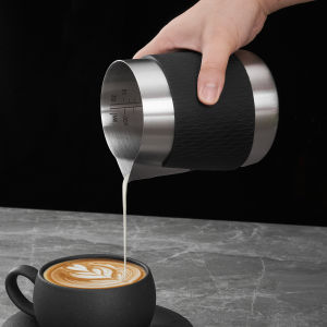 500ml Stainless Steel Coffee Cup with Scale Anti-Scalding Handleless Milk Foam Cup Sharp Mouth Oblique Mouth Latte Art Cup